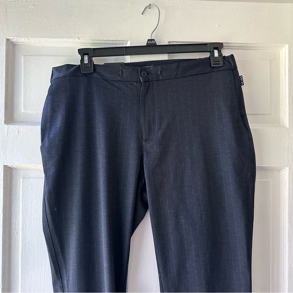 Hörst Stretch Navy Stripped Straight Leg Slacks - Picture 2 of 6
